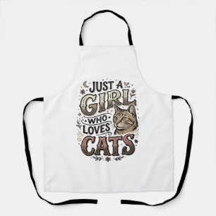 Delantal Diseño tipográfico de chica amante de los gatos vi