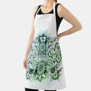 Delantal Diseño tribal de tonos verdes