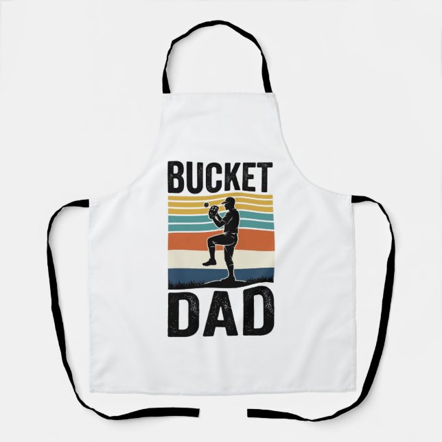Delantal Diseño vectorial Bucket Dad Retro Baseball Padre_1 (Anverso)