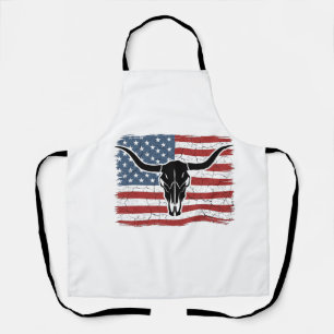 Delantal Diseño vectorial de bandera americana de cráneo de