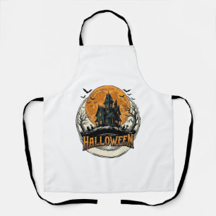 Delantal Diseño vectorial de casa embrujada de Halloween vi