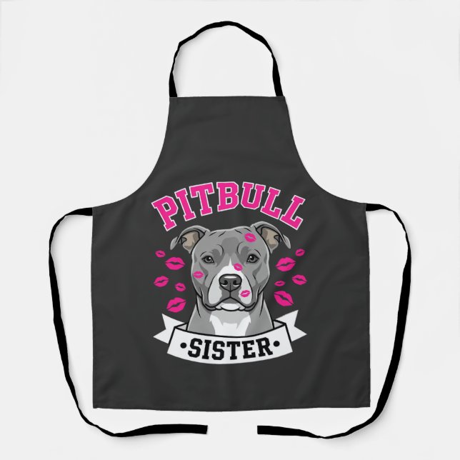 Delantal Diseño Vectorial de Hermana Amante de Pitbull (Anverso)