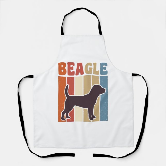 Delantal Diseño vectorial de raya retro de perro Beagle vin (Anverso)