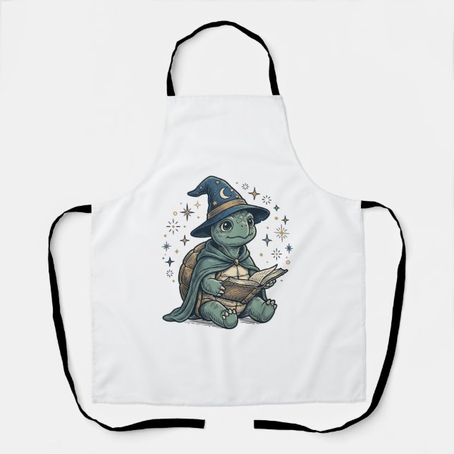 Delantal Diseño Vectorial de Tortuga Maga Lectora de Libro  (Anverso)