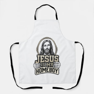Delantal Diseño vectorial grabado vintage Jesús es mi compa