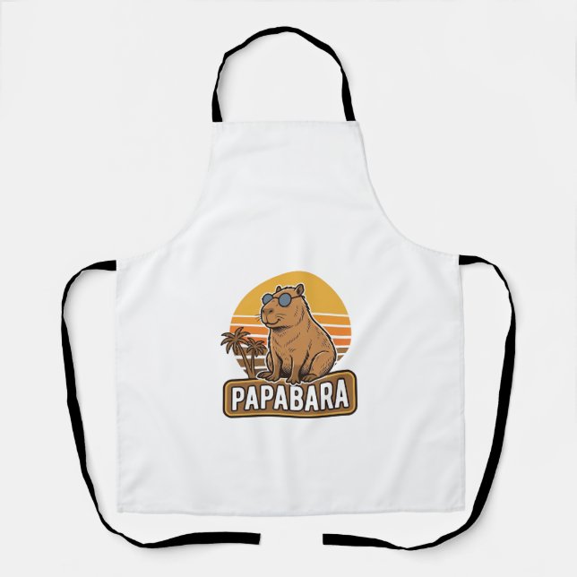 Delantal Diseño vectorial PAPABARA Capybara padre retro_1 (Anverso)