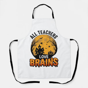 Delantal Diseño Vintage Cerebros Amor Halloween Profesor_1
