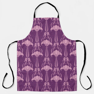 Delantal Diseño violeta rosa de papel de escritorio floral