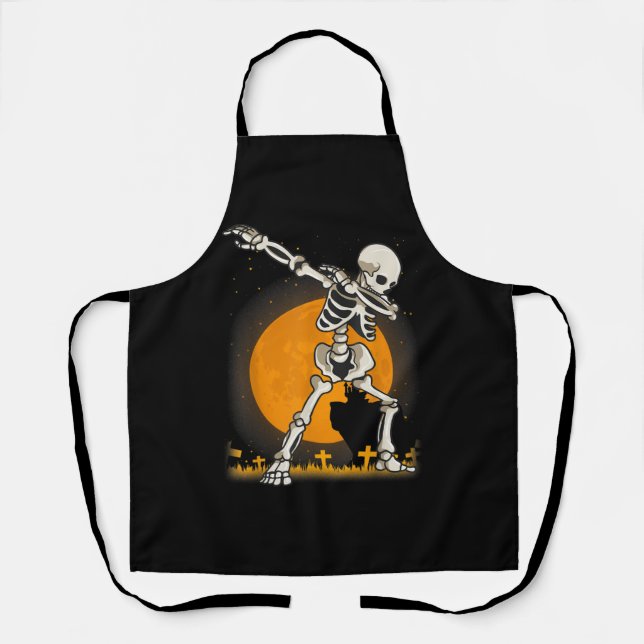 Delantal Disfraz de esqueleto de Dabbing de Halloween (Anverso)
