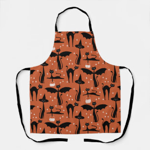 Delantal Disfraz de Halloween MCM Gatos Minimalistas Naranj