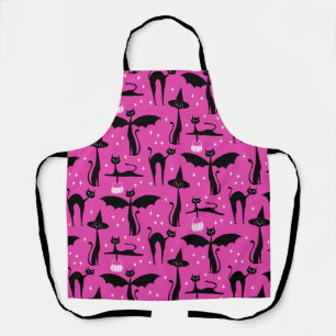Delantal Disfraz de Halloween MCM Minimalista Gatos Rosa