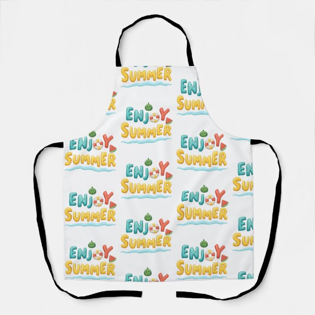 Delantal Disfrutar del Ilustracion de texto de verano (Anverso)
