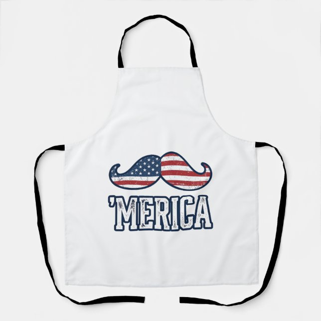 Delantal Distressed America Mustache Patriotic Vector Desig (Anverso)