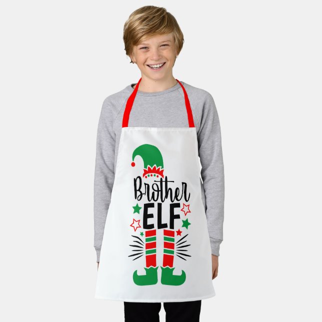 Delantal Diversión de Elf Family | Hermano Rojo y Verde Elf (Gastado)