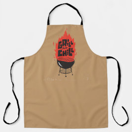 Delantal Diversión de parrilladas y chill Flaming Barbecue