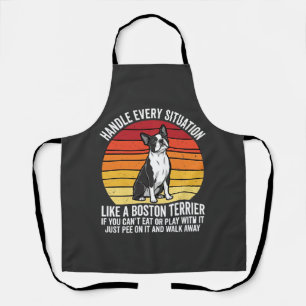 Delantal Divertida Actitud de Perro Boston Terrier Retro