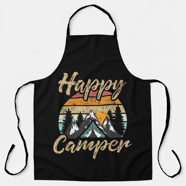 Delantal Divertido Camping Senderismo Lover Presenta Feliz  (Anverso)
