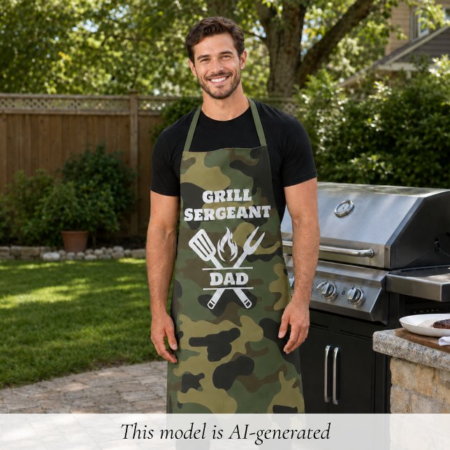 Delantal divertido de camuflaje para sargento de p (funny grill sergeant camo apron for men with custom name)