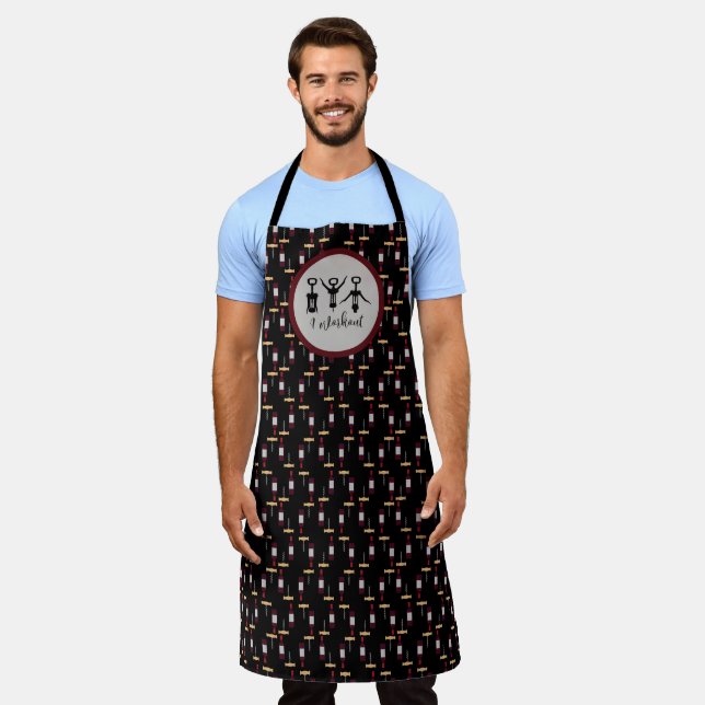 Delantal divertido de chef de botella de vino con  (Gastado)