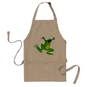 Delantal divertido de la rana verde