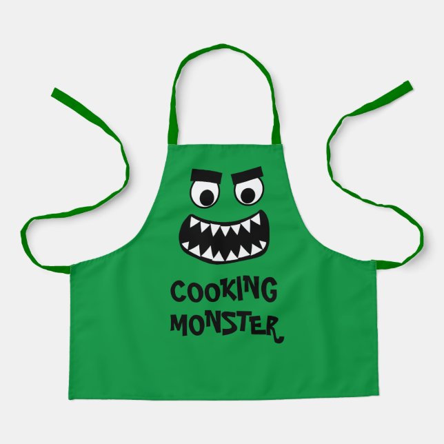 Delantal divertido de monstruo verde cocinero para (Anverso)