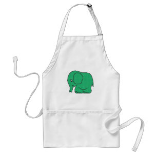Delantal Divertido elefante verde de punto cruzado