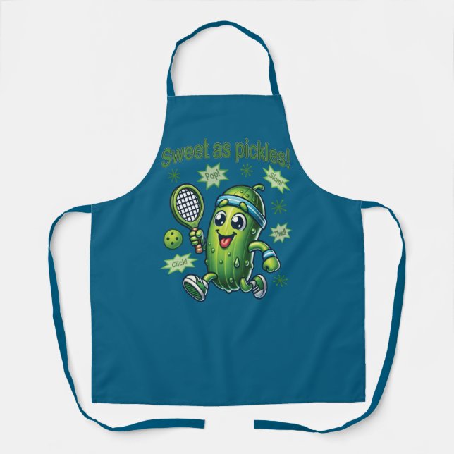 Delantal Divertido Lindo Dulce como los Pickles Pickleball (Anverso)