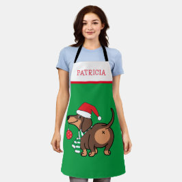 Delantal Divertido perro de Dachshund Cute Feliz Navidad