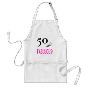 Delantal ¡Divertido Retro Hot Pink 50 y FABULOUS! 50 cumple