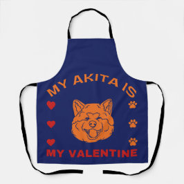 Delantal Divertido Valentine My Akita es mi San Valentín