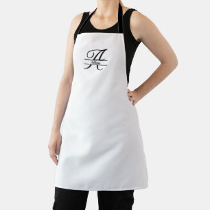 Delantal Dividir Monograma A-Z Negro y Blanco