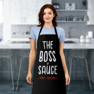 Delantal Diviértete con la moderna mamá jefe de cocina negr
