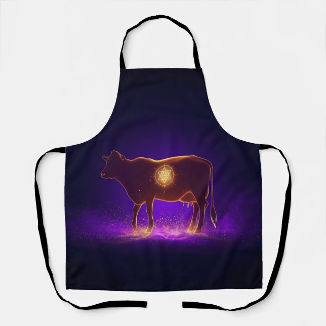 Delantal Divine Cow Silhouette | Govardhan Puja Spiritual (Anverso)