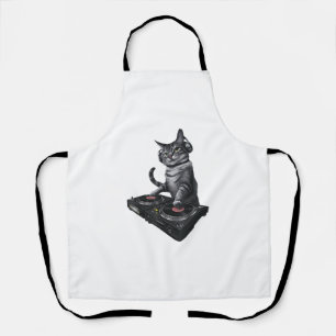 Delantal DJ Cat Scratching Vinyl