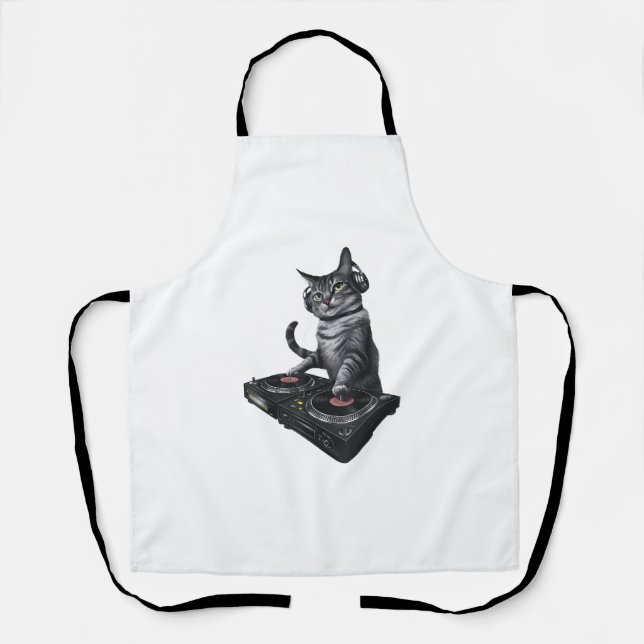 Delantal DJ Cat Scratching Vinyl (Anverso)