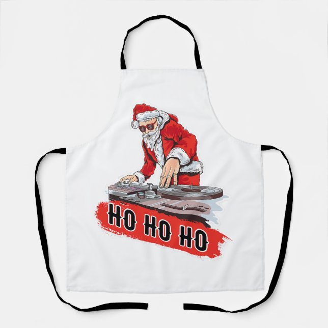 Delantal DJ Santa Navidades Camiseta Divertido disco Jockey (Anverso)