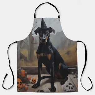 Delantal Doberman Calabazas de Halloween Espeluznante