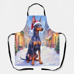 Delantal Doberman Pinscher Pueblo Nevado Sombrero Santa Nav