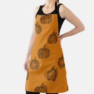 Delantal Dodles de Halloween calabazas de boho mandala de o