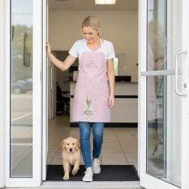Delantal Dog Groomer Lab Personalized Pink Print Apron