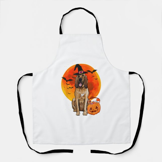 Delantal Dog Halloween Bloodhound Jack O Lantern Pumpkin T- (Anverso)