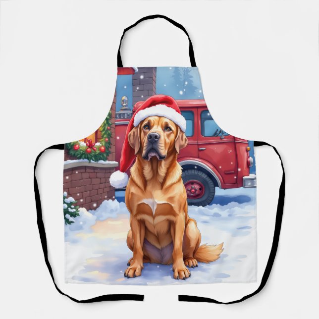 Delantal Dogue de Bordeaux Firefighter Station Santa Hat (Anverso)