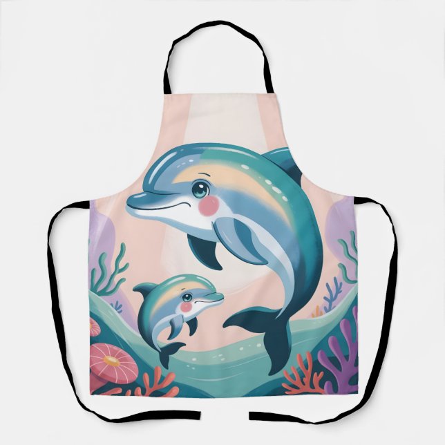 Delantal Dolphin Mom and Baby (Anverso)