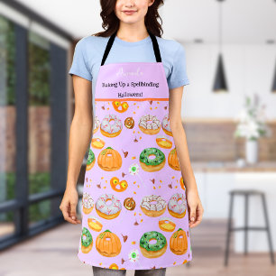 Delantal Dona de acuarela Deliciosa Feliz Halloween Caramel