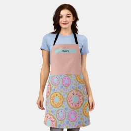 Delantal Donas y Corazones Azules Rosados Pastel Cute