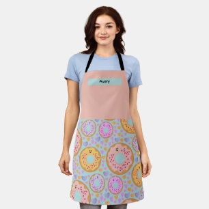 Delantal Donas y Corazones Azules Rosados Pastel Cute