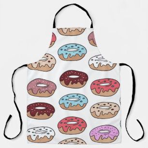 Delantal Donuts multicolores dibujados a mano sin fisuras.
