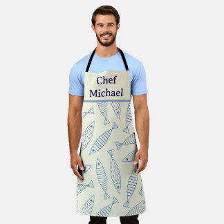 Delantal Doodle de Contorno Sardina Azul Chef's