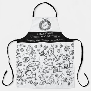 Delantal Doodle de Navidad Personalizado de la Abuela para