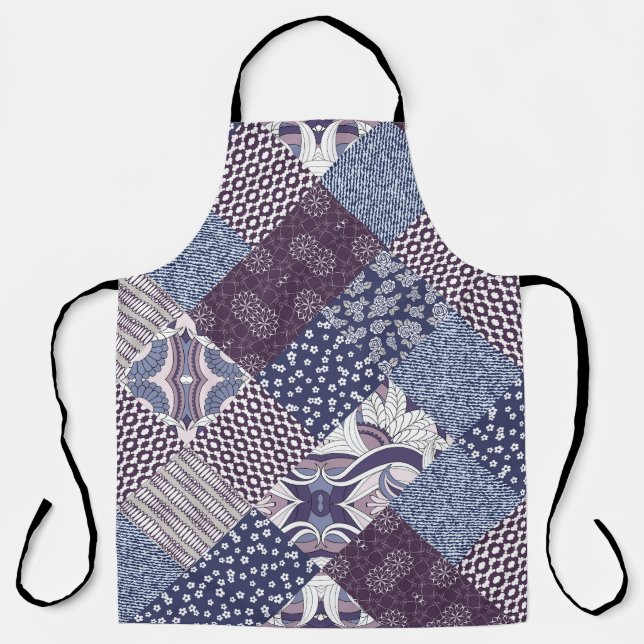 Delantal Doodle De Patchwork: Viejo Boho Seamless. (Anverso)